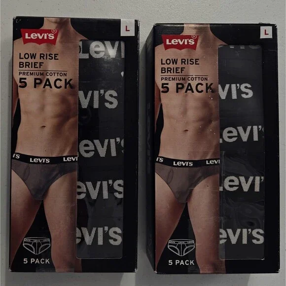 NEW Levi's Low Rise Briefs Cotton Underwear L Large 2 sets of 5-Pack Black NWT - Picture 7 of 7